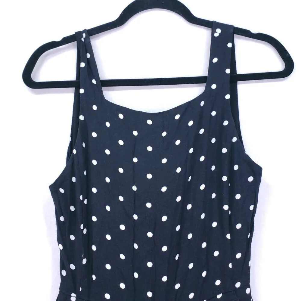 Aritzia Wilfred Écoulement Black White Polka Dot Preppy Jumpsuit Wide Leg Size 4